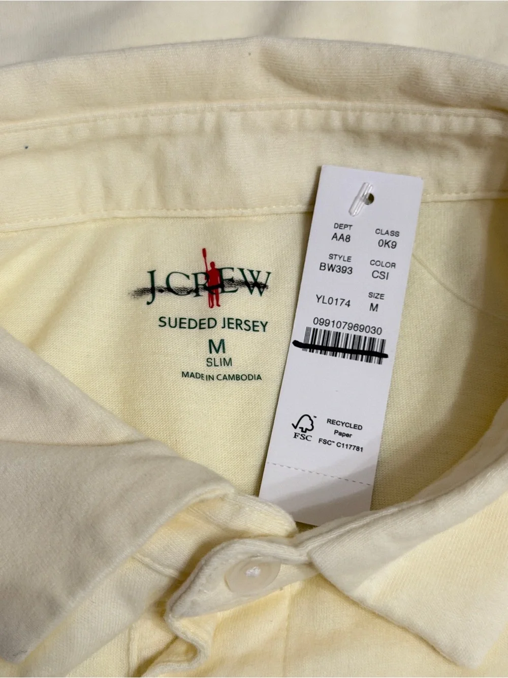 J.Crew Slim sueded cotton polo shirt size M NWT